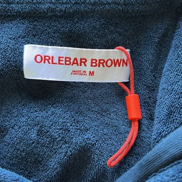 Orlebar Brown TERRY TOWELLING Polo Shirt Blue Tailored Resort Mens Sz M NEW - Picture 9 of 15
